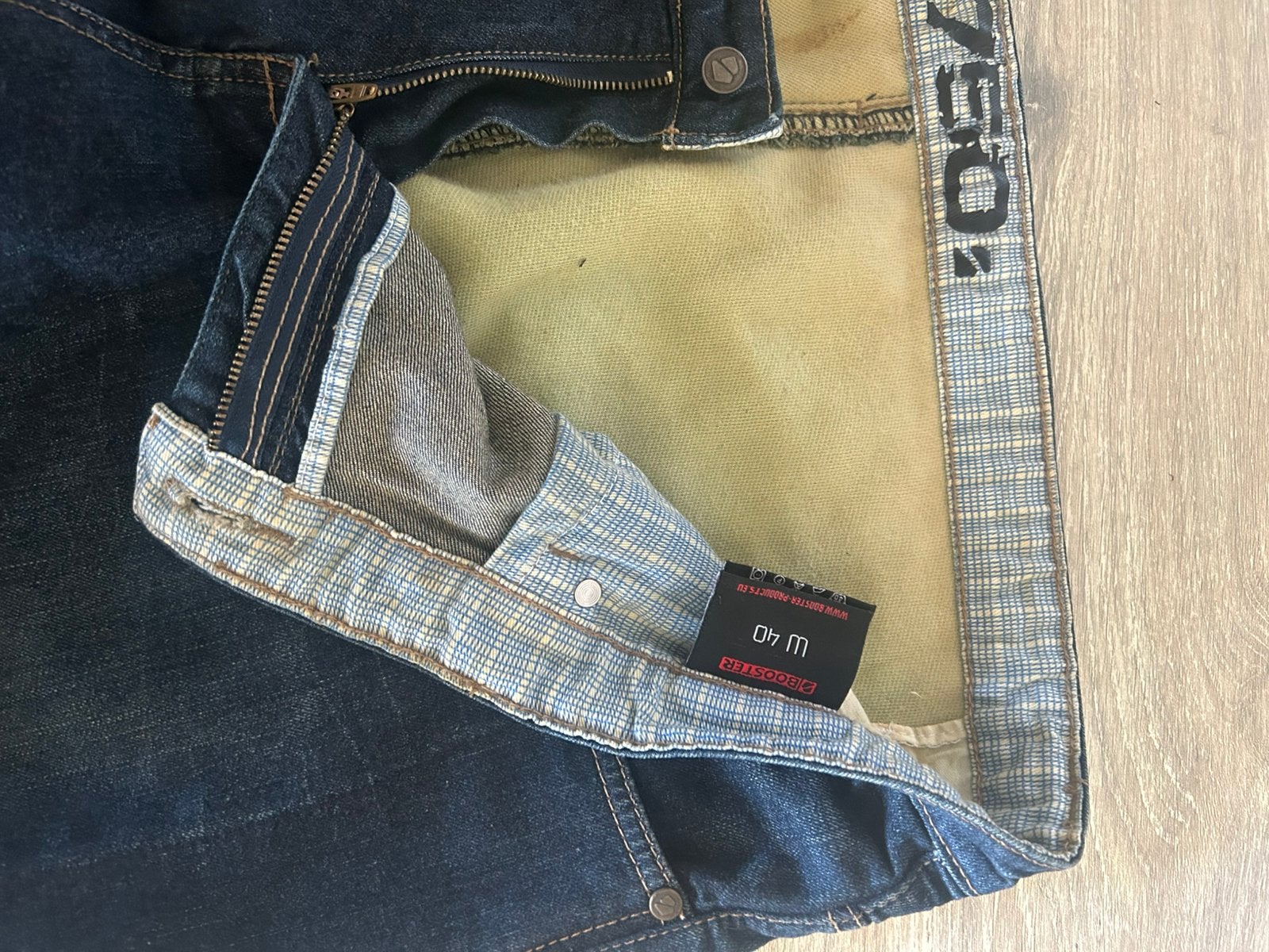 Motor spijkerbroek met kniebeschermers, Ophalen of Verzenden, Tweedehands, Broek | textiel