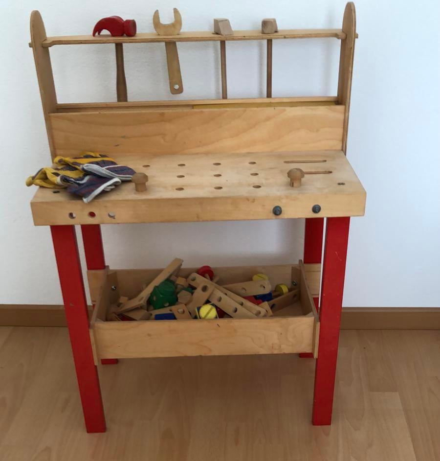 Houten werkbank, Kinderen en Baby's, Speelgoed | Speeltafels, Ophalen, Zo goed als nieuw