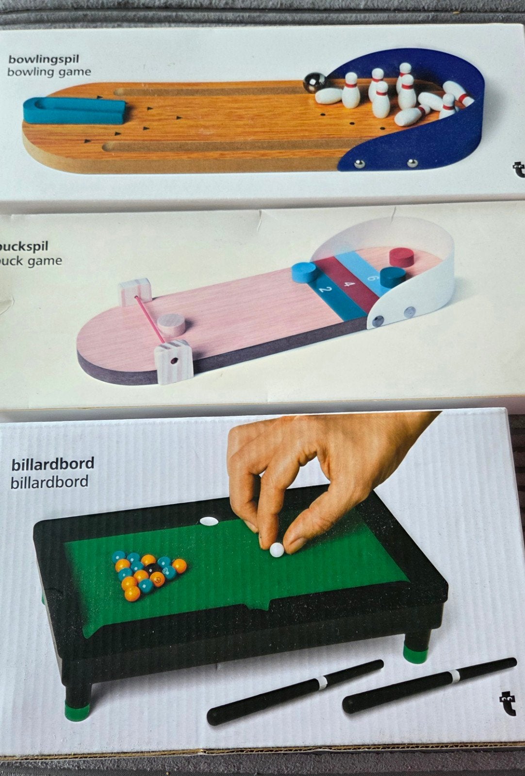 3X Flying tiger mini spelletjes poolbiljart puckspel bowling, Ophalen of Verzenden, Zo goed als nieuw