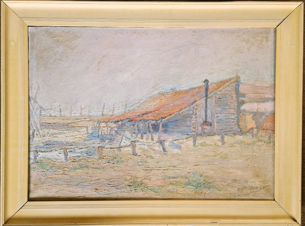 Bouwkeet in de duinen, gesigneerd Jan Giesen, Ophalen, Doek, Impressionistisch, Olieverf