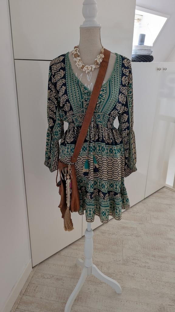 Ibiza style Boho Madrid jurk met print - Maat M/L Nieuw, Maat 38/40 (M), Blauw, Nieuw, Ophalen of Verzenden