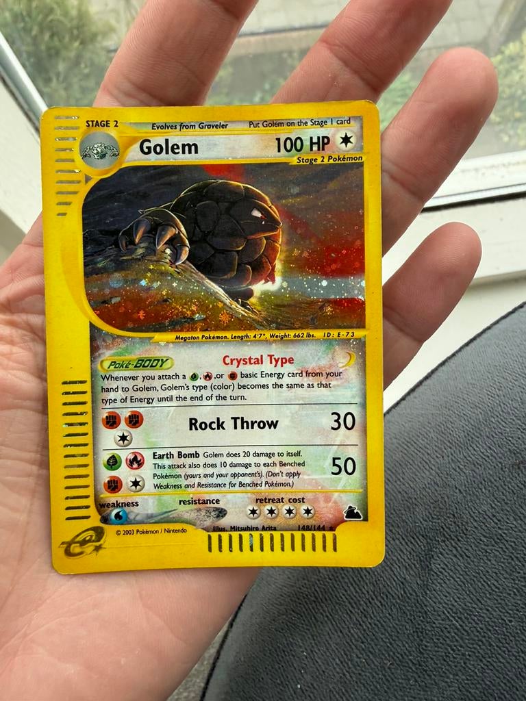 Golem Skyridge Holo 148/144 - Goede Conditie Pokémon Kaart, Ophalen of Verzenden, Gebruikt, Losse kaart, Foil