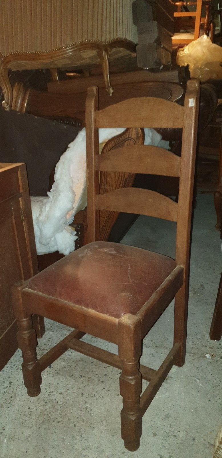 6 Eiken Lederen Eetkamerstoelen - Rustiek en Robuust, Ophalen
