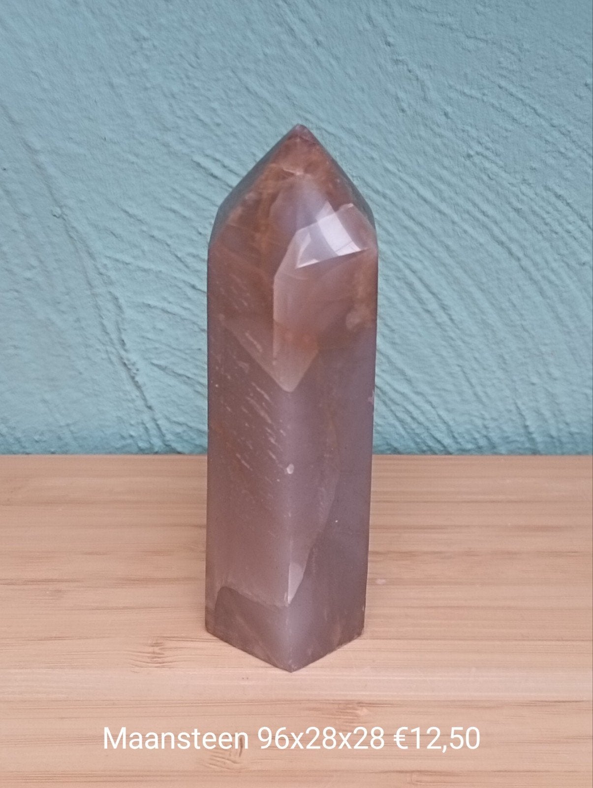 Maansteen punt 96x28x28mm, Ophalen of Verzenden, Mineraal