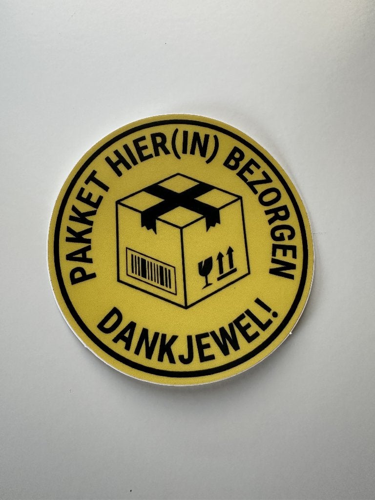 Sticker Pakketten Bezorgen 75MM Rond [Geel] Nieuw, Ophalen of Verzenden, Nieuw, Overige materialen