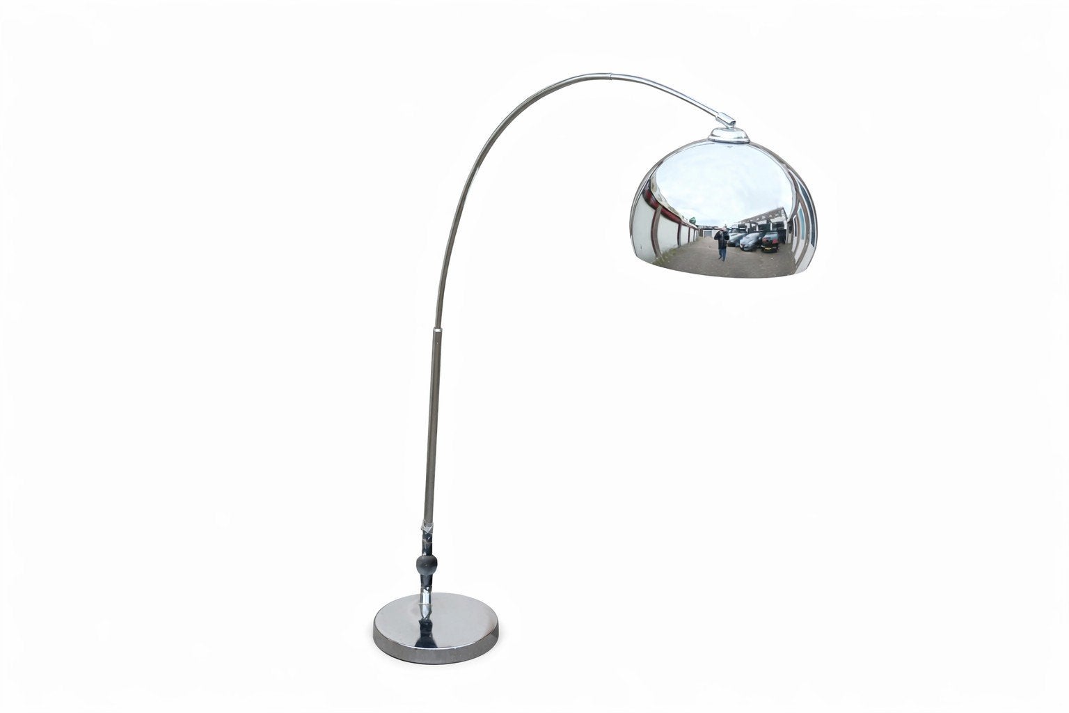 Grote Booglamp Vloerlamp Chroom Design, Gebruikt, 200 cm of meer, Ophalen of Verzenden, Metaal