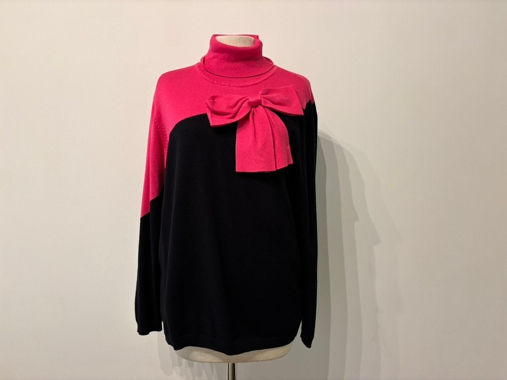 Leo & Ugo trui coltrui - Roze & Zwart met Strik mt 4 (40), Kleding | Dames, Maat 38/40 (M), Leo & Ugo, Meerkleurig, Leo & Ugo
