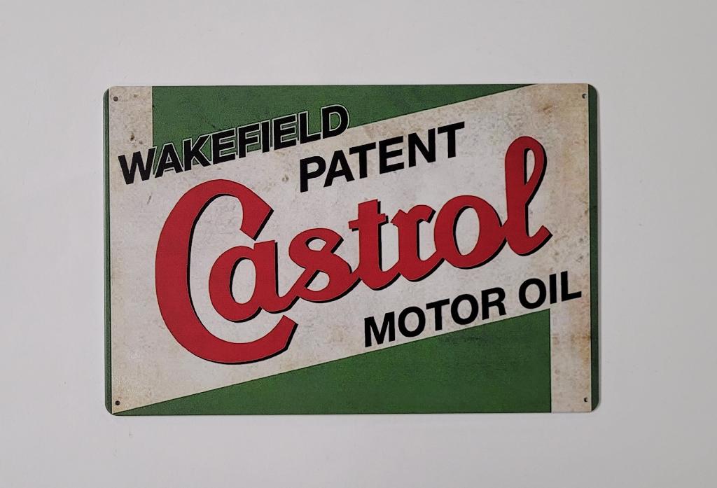 Castrol motor oil logo reclamebord van metaal wandbord deco, Verzamelen, Merken en Reclamevoorwerpen, Reclamebord, Info@deconoord.nl