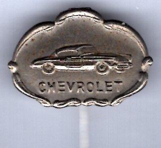 Chevrolet zilverkleurig auto schildje speldje ( A_169 ), Verzenden, Zo goed als nieuw, Transport, Speldje of Pin