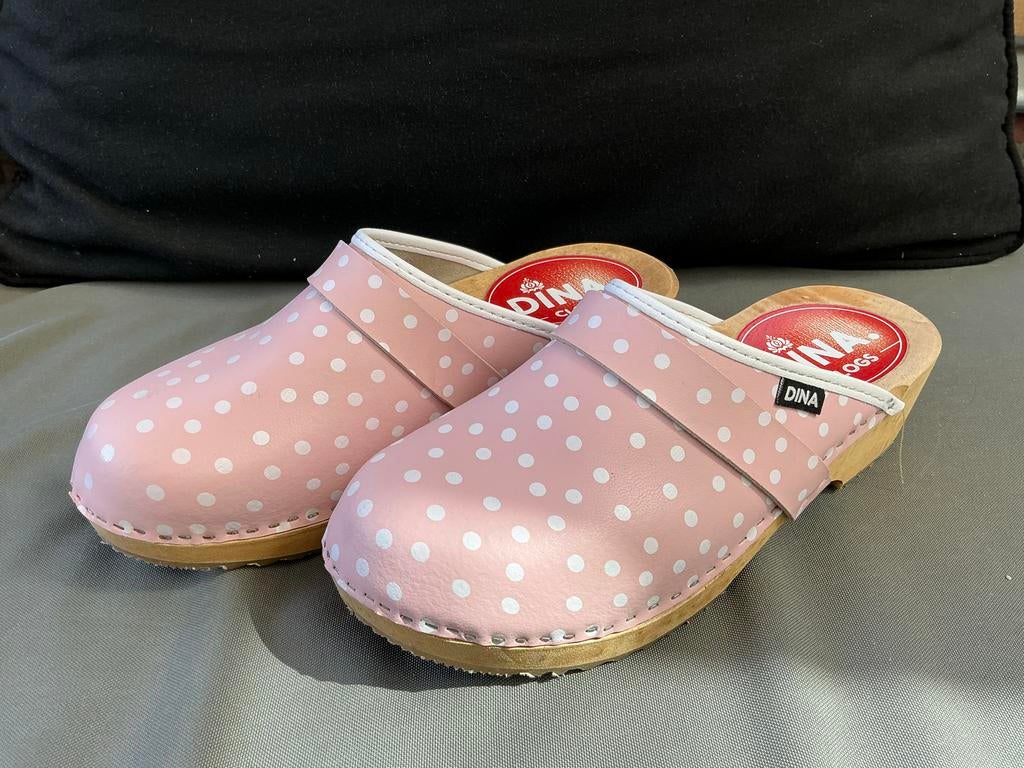 Roze Dina Clogs met Witte Stippen - Maat 40. Roze klompen, Ophalen, Nieuw, Roze, Overige typen
