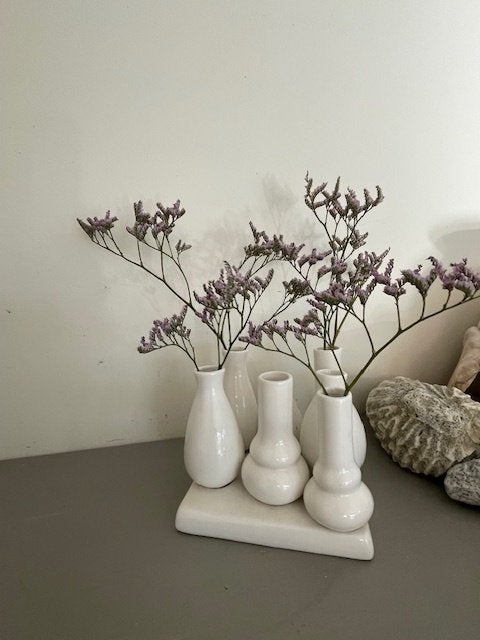 Modern tulpenvaasje. Multiflower vaas wit porselein., Ophalen, Wit, Zo goed als nieuw, Geschikt voor droogbloemen