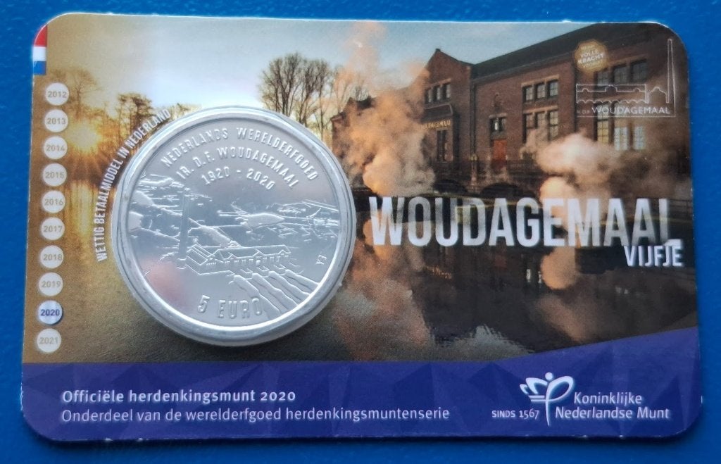 Nederland Woudagemaal Vijfje 2020 UNC Coincard, Postzegels en Munten, Verzenden, Koningin Beatrix, Euro's, Setje