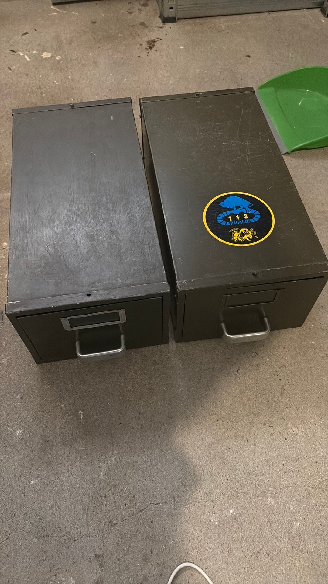 2x Legergroene metalen archiefkasten/opbergboxen, Ophalen, Zo goed als nieuw