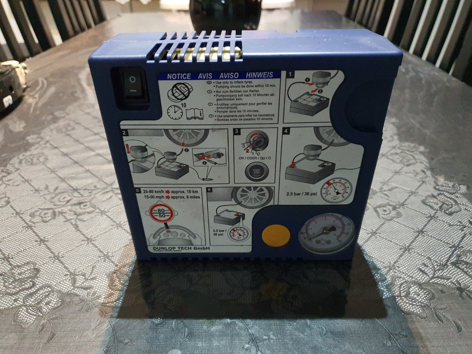Dunlop Tech GmbH Bandenreparatieset Compressor luchtpomp, Ophalen of Verzenden, Gebruikt