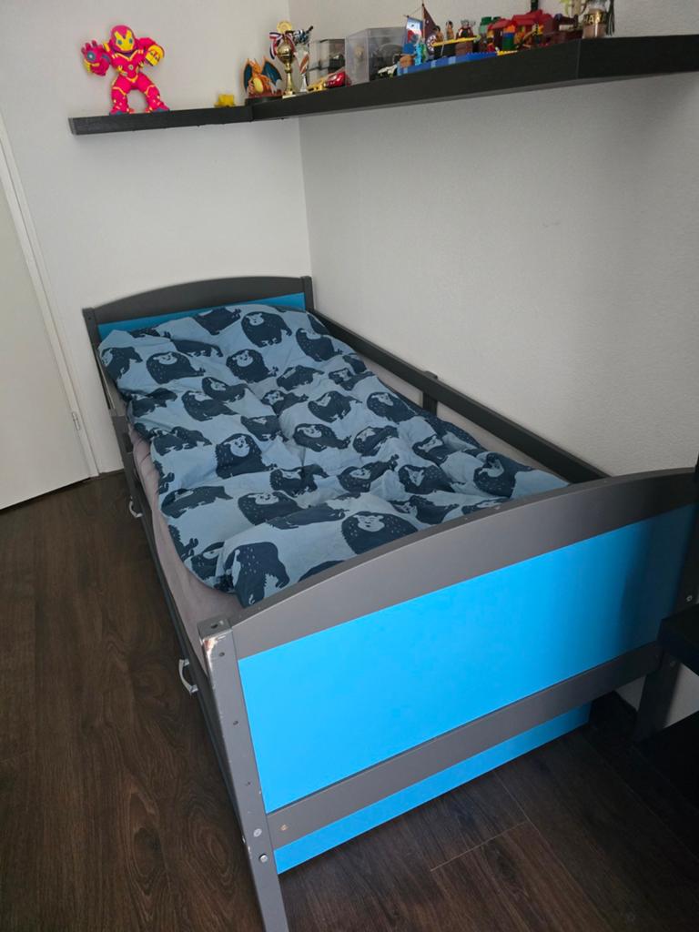 90x200 bed en matras, Ophalen, 85 tot 100 cm, Gebruikt, Matras