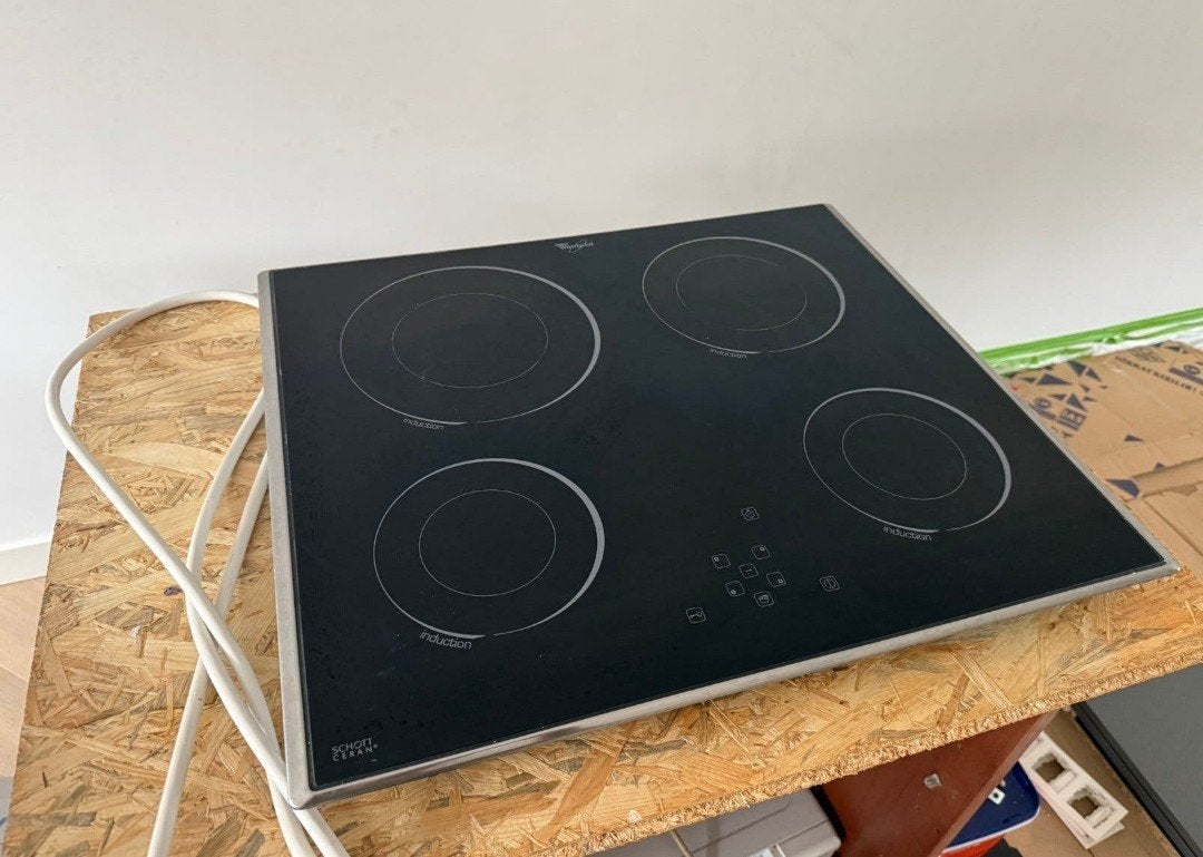 gebruikte Whirlpool inductiekookplaat met 4 kookzones., Ophalen, Inbouw, Inductie, 4 kookzones