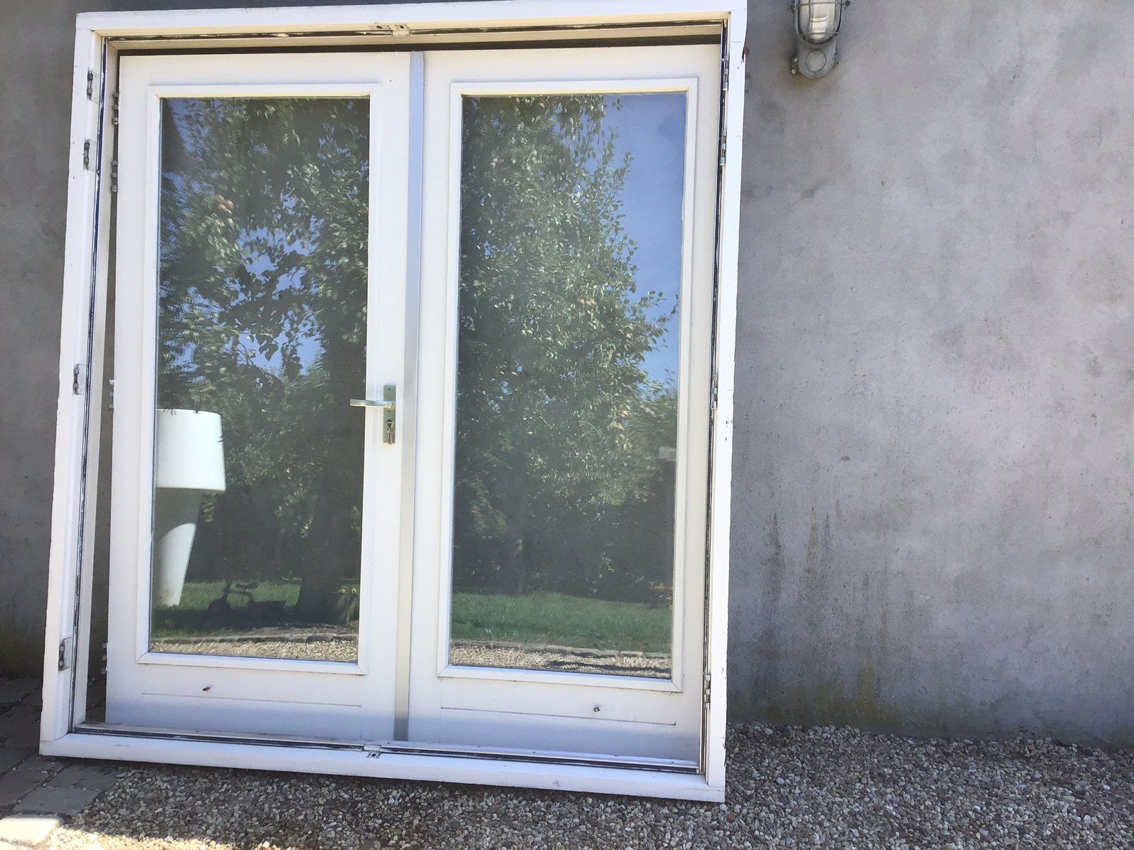 PUI openslaande dubbele deuren met KOZIJN Tiny house serre, Ophalen, Gebruikt, 120 cm of meer, 200 tot 215 cm