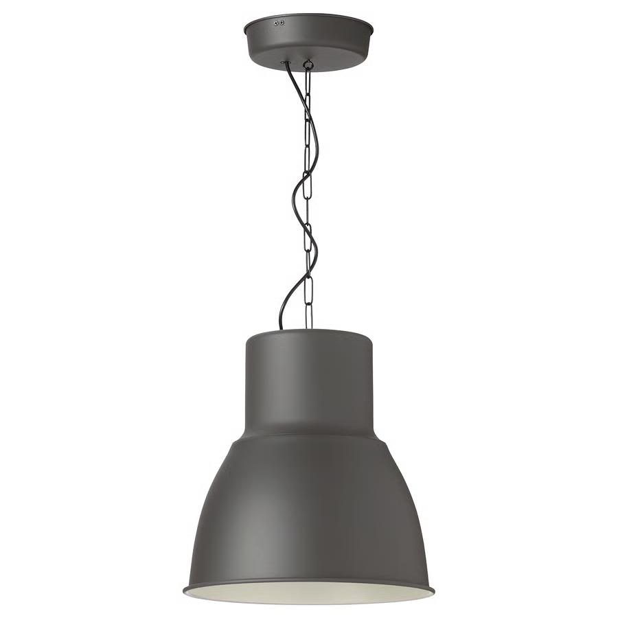 IKEA HEKTAR Hanglamp Donkergrijs 38 cm — Industriële Look, Huis en Inrichting, Lampen | Hanglampen, Ophalen, Zo goed als nieuw