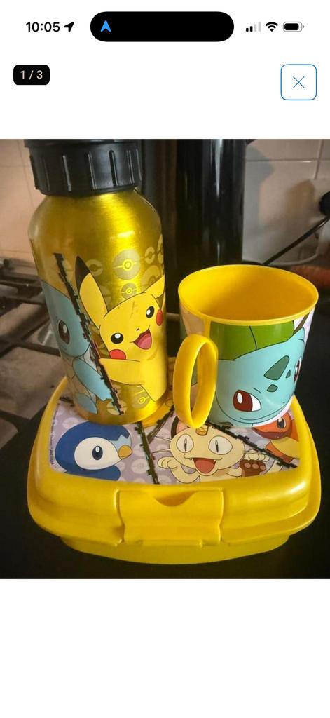 Pikachu broodtrommel en fles en glas nieuw, Ophalen of Verzenden, Nieuw