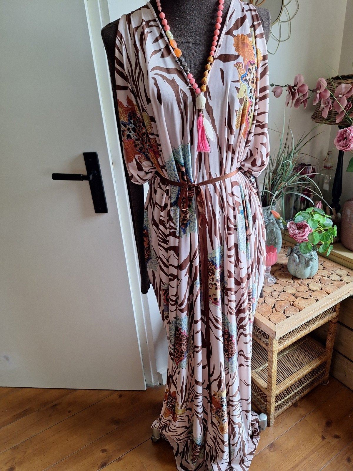 Lange jurk 48 50 52 54  56 kreukvrij stretch, Kleding | Dames, Grote Maten, Ophalen of Verzenden, Gedragen, Overige kleuren, Jurk