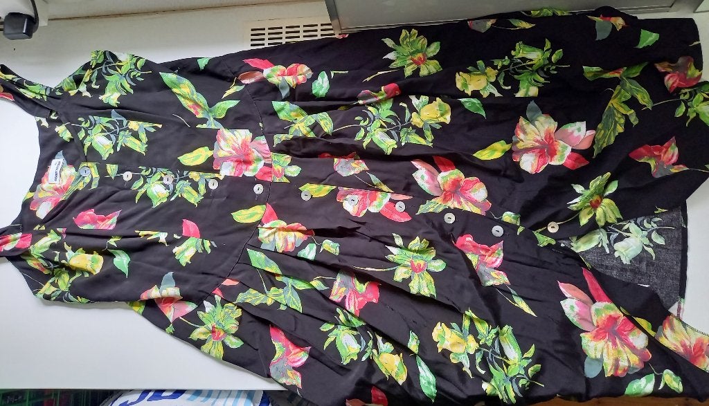 GERRY WEBER pracht lange knoop jurk met bloemen, maat 46, Zwart, Maat 46/48 (XL) of groter, Ophalen of Verzenden, Zo goed als nieuw