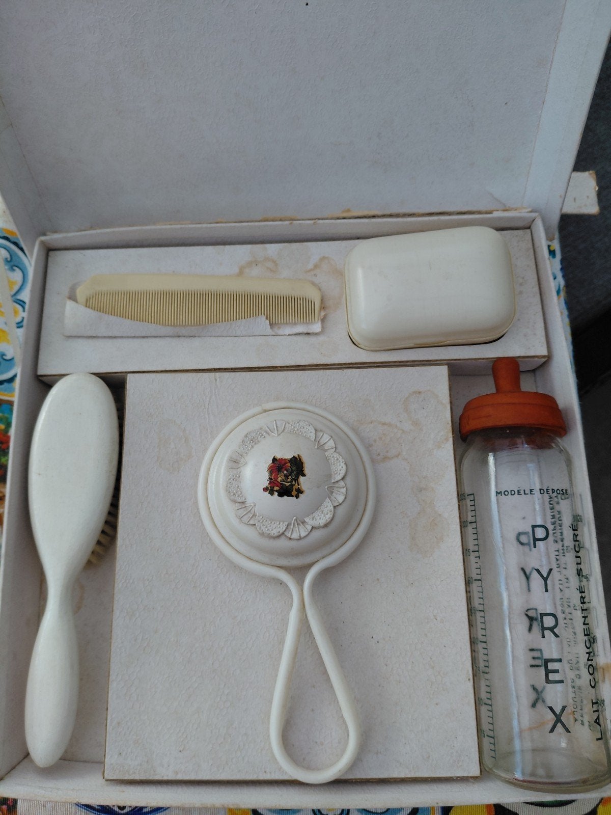 Brocante baby gift set jaren 50, Ophalen of Verzenden
