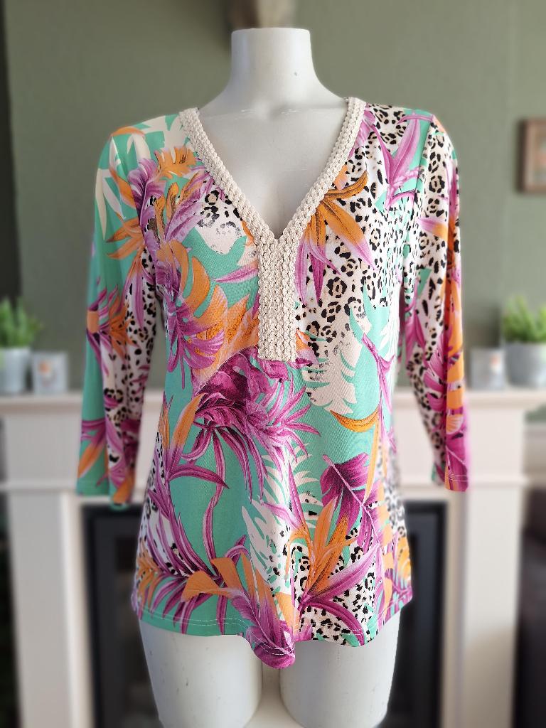 Batida mooie fleurige shirt top 3 M 38, Kleding | Dames, Tops, Maat 38/40 (M), Verzenden, Zo goed als nieuw, Lange mouw