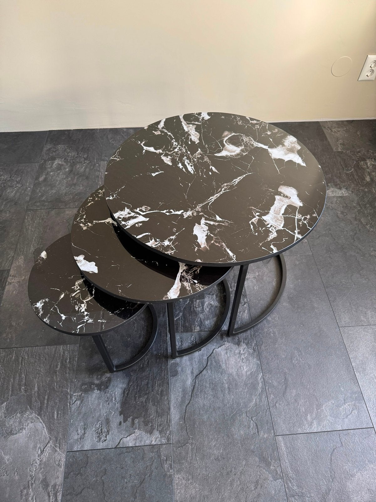 Set Marmer salontafel ZGAN, Ophalen, 100 tot 150 cm, Rond, 50 tot 100 cm
