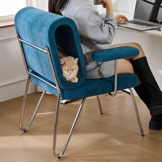 Bureaustoel met geïntegreerd kattenholletje - Blauw, Ophalen, Gebruikt, Blauw, Eén