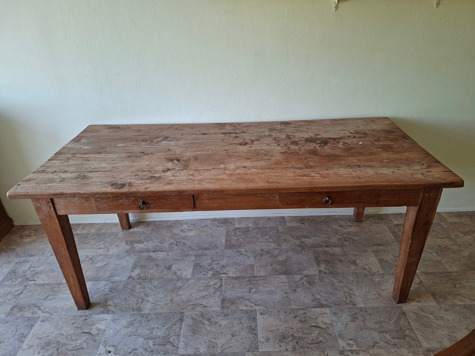Teak houten tafel met 2 laden !  2 meter bij 90 breed 80 hoo, Huis en Inrichting, Tafels | Eettafels, Ophalen, Gebruikt, 50 tot 100 cm