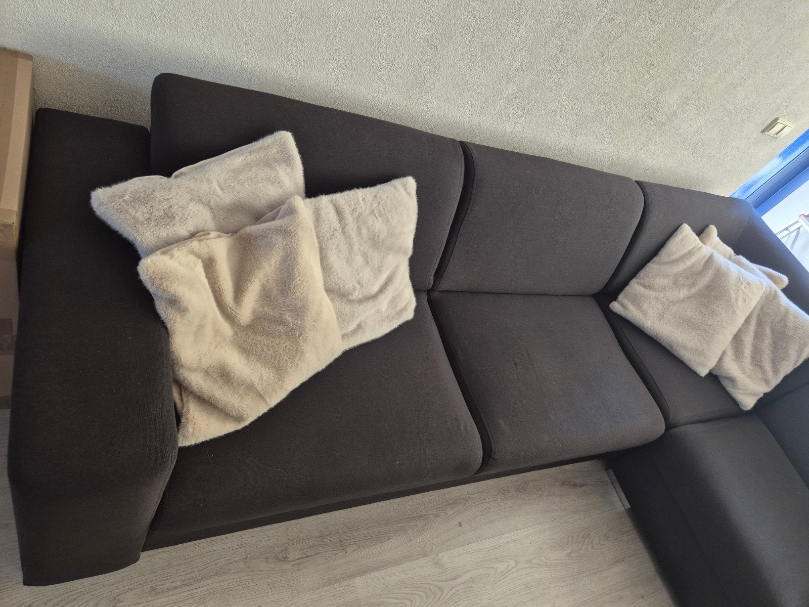 Grote hoekbank, zwart, 265x225 cm, Ophalen, 250 tot 300 cm, Gebruikt, 100 tot 125 cm
