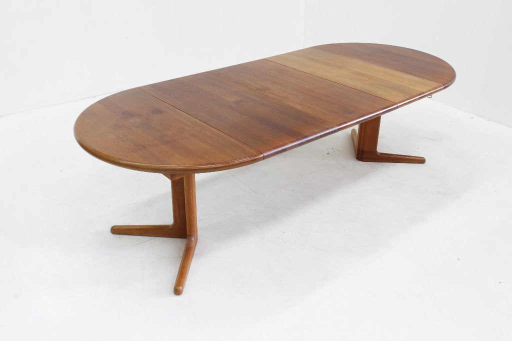 Vintage Deense ovale uitschuifbare eettafel  teak jaren 60, Gebruikt, 200 cm of meer, Vijf personen of meer, Ovaal