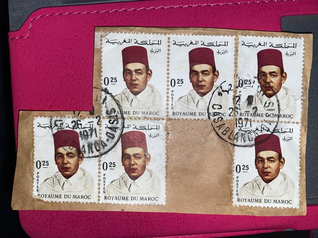 6 postzegels Marokko S.M. Hassan II 0,251968-1971 G staat, Postzegels en Munten, Verzenden, Marokko, Gestempeld