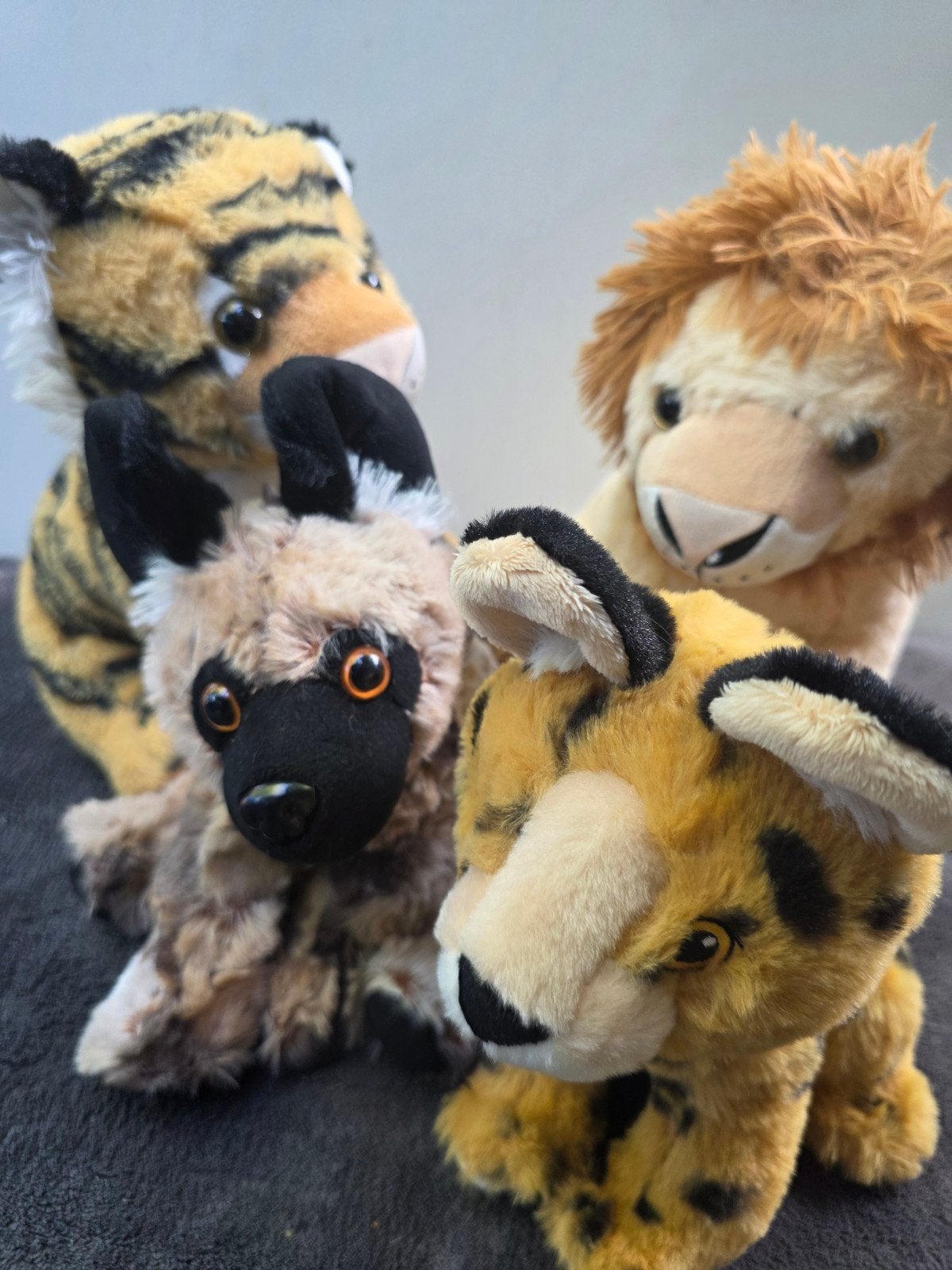 Leuke knuffels: tijger, cheeta, hyena en leeuw, Kinderen en Baby's, Speelgoed | Knuffels en Pluche, Overige merken, Overige karakters