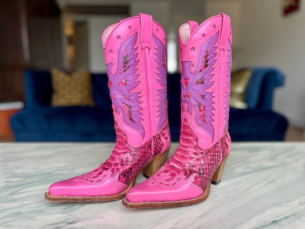 sendra laarzen dames leer roze cowboy, Ophalen of Verzenden, Zo goed als nieuw, Roze, Hoge laarzen