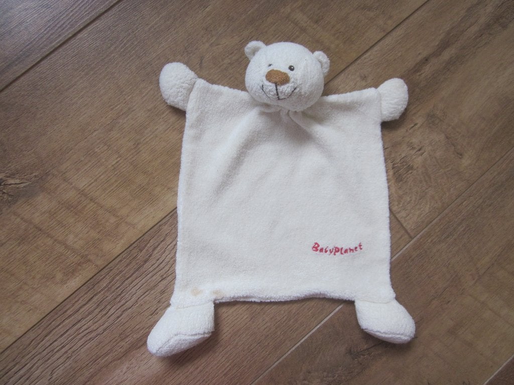 Babyplanet roomwit badstof knuffeldoek beer handjes voetjes, Gebruikt, Overige merken, Overige karakters, Beer