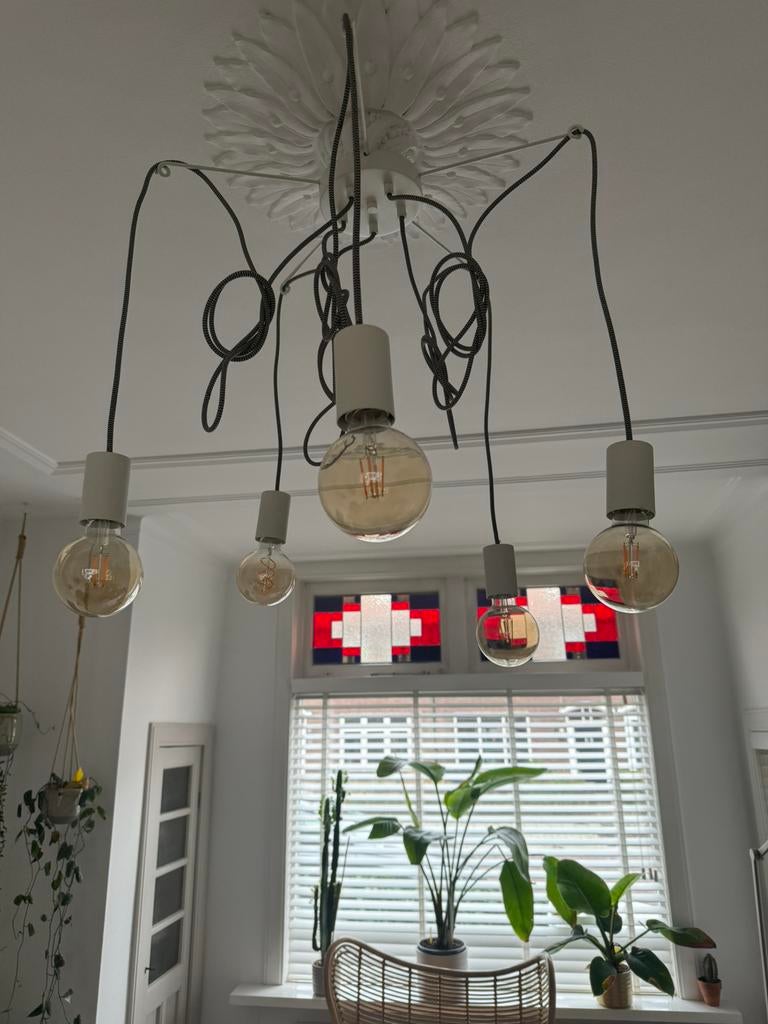 5-armige plafondlamp wit, Ophalen, Zo goed als nieuw