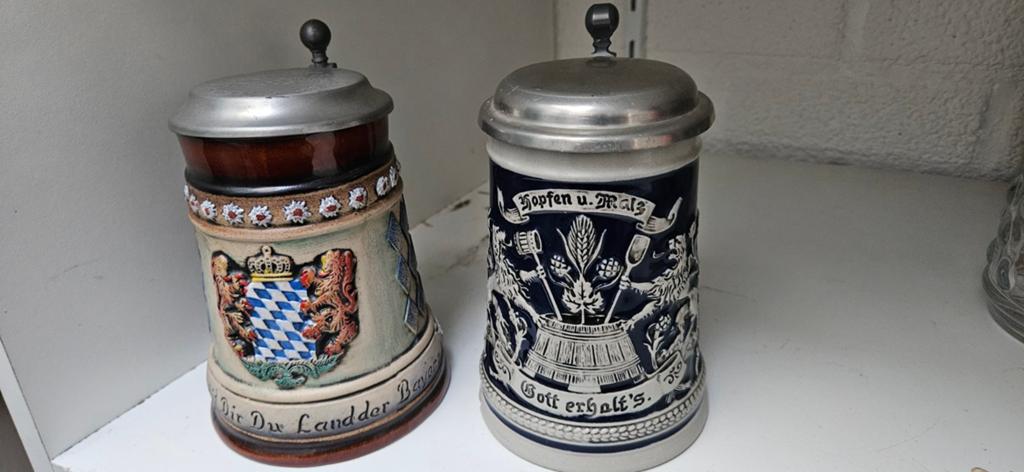 Set van 2 Vintage Duitse Bierpullen met Deksel, Ophalen of Verzenden