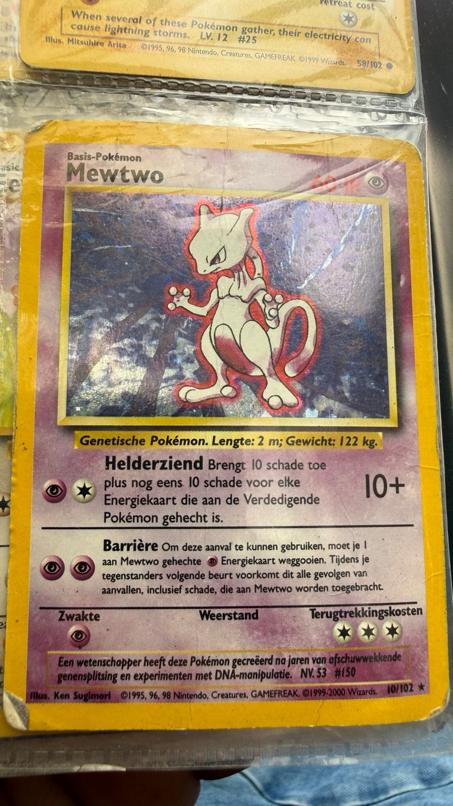 Mewtwo Pokémon kaart 10/102 (Basis-Pokémon), Verzenden, Gebruikt, Losse kaart