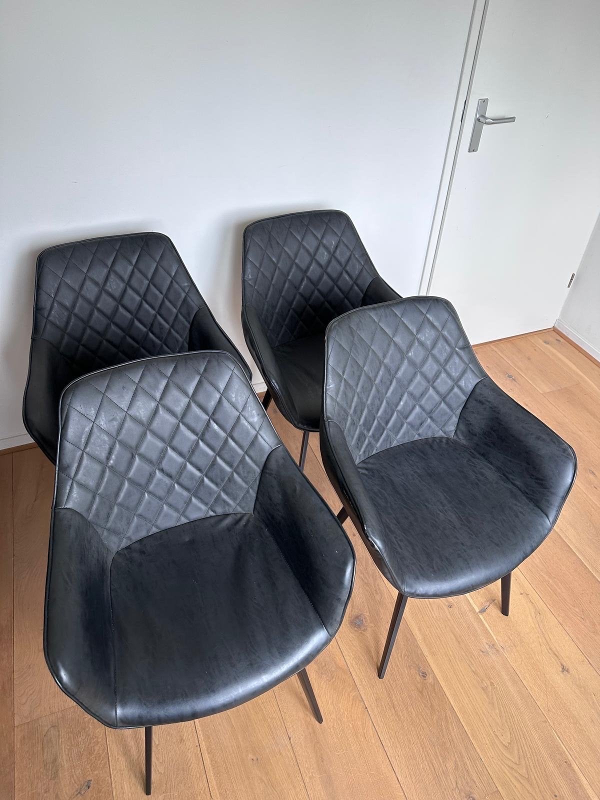Set van 4 donkergrijze eetkamerstoelen Andrs Living, Ophalen, Gebruikt, Grijs, Vier