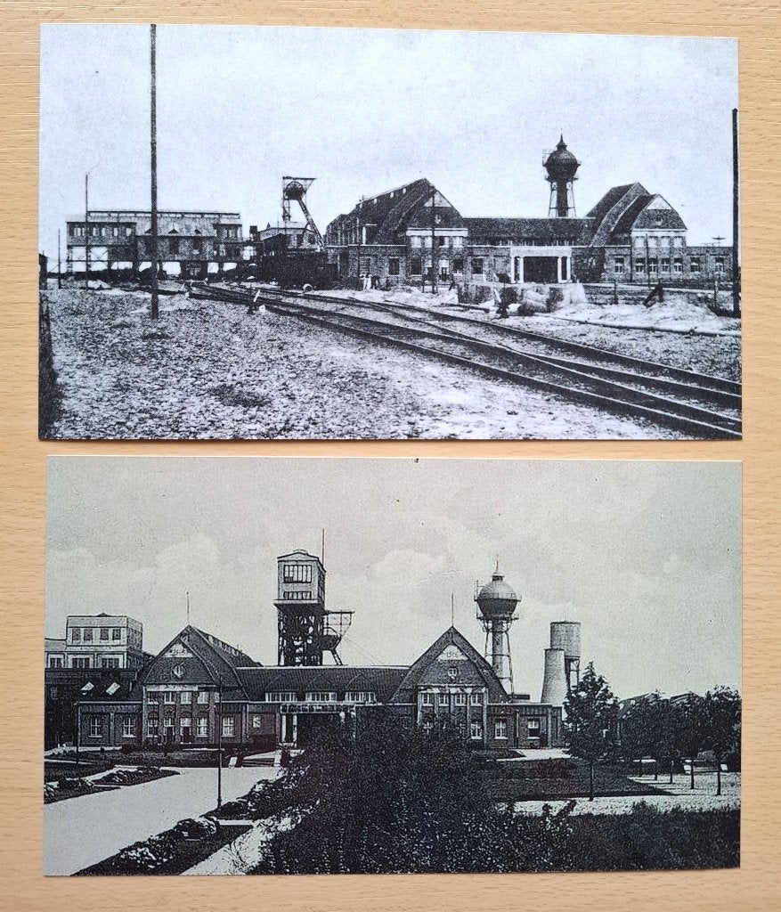 2 foto's staatsmijn Hendrik Brunssum beginjaren, Verzenden, Foto, Nieuw, Gebouw
