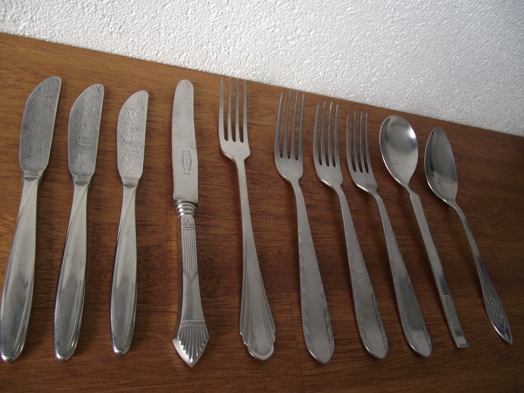 10 vintage RVS decoratie bestek Wirths Klophaus Libra p s, Antiek en Kunst, Ophalen of Verzenden