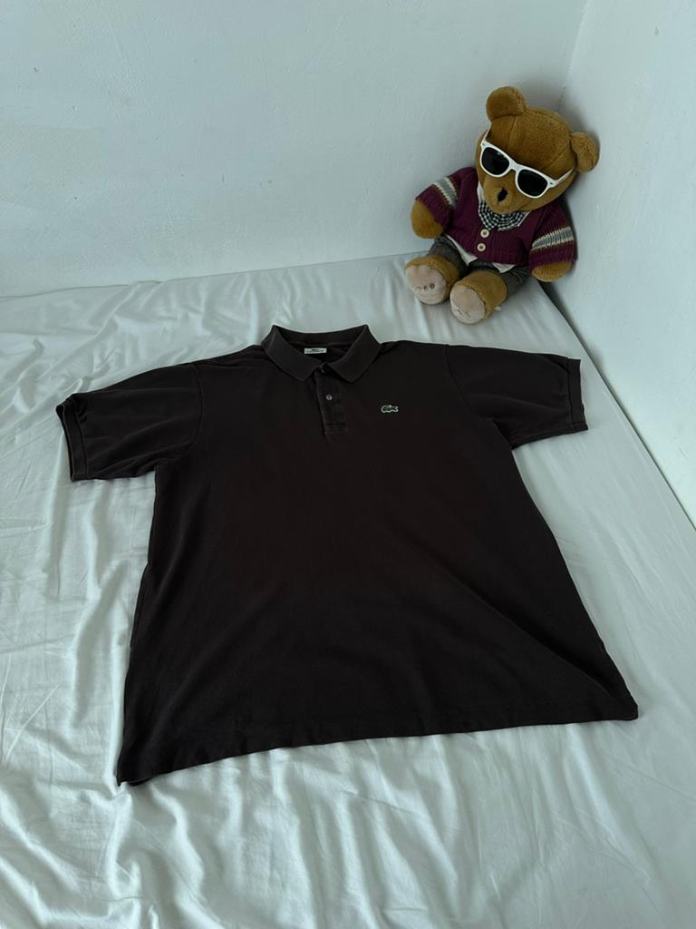 Vintage Lacoste poloshirt, Ophalen of Verzenden, Zo goed als nieuw, Maat 52/54 (L), Bruin