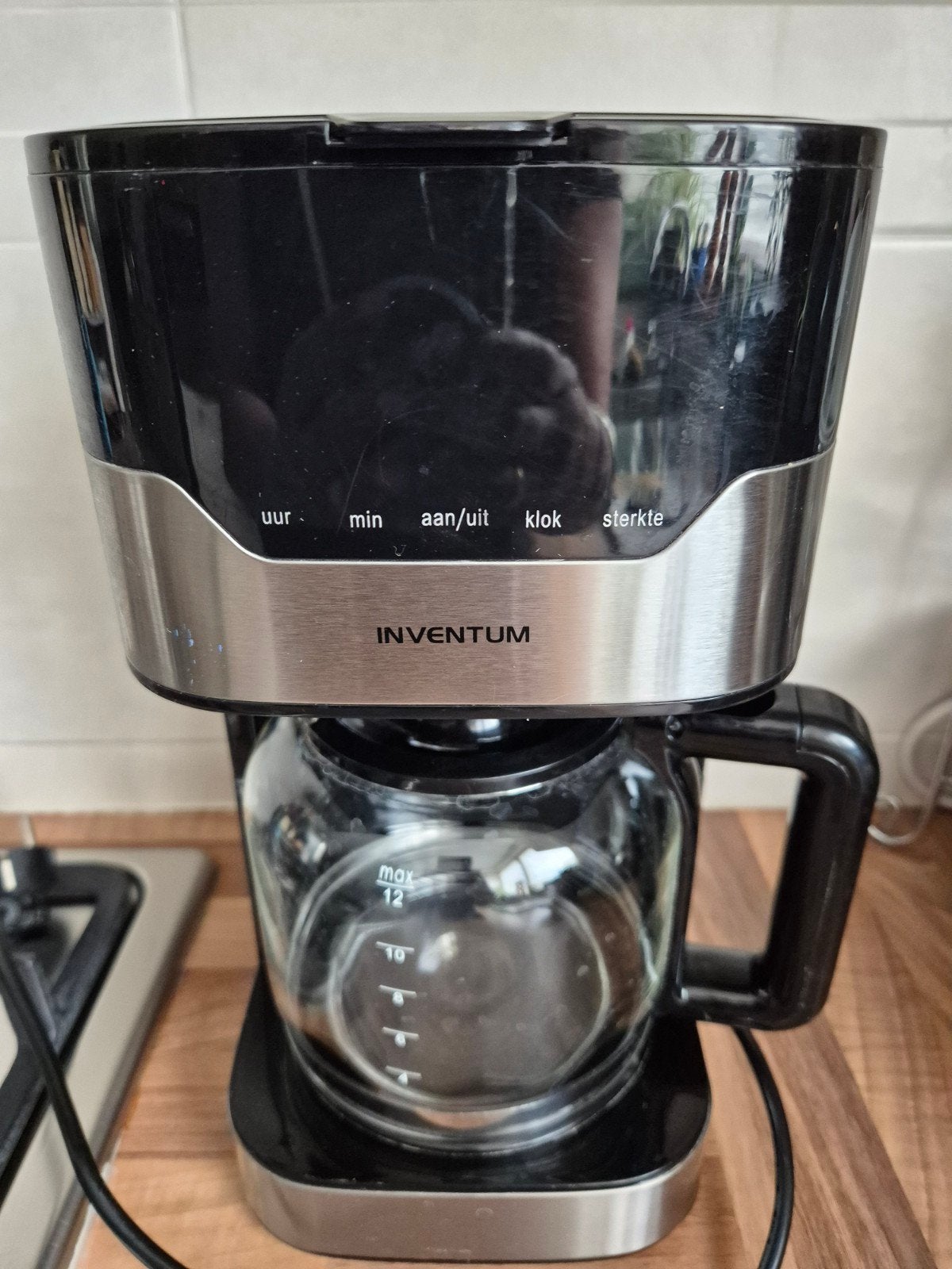 Inventum Koffiezetapparaat met Timer - Zwart/RVS, Witgoed en Apparatuur, Koffiezetapparaten, Ophalen, Gebruikt, 10 kopjes of meer