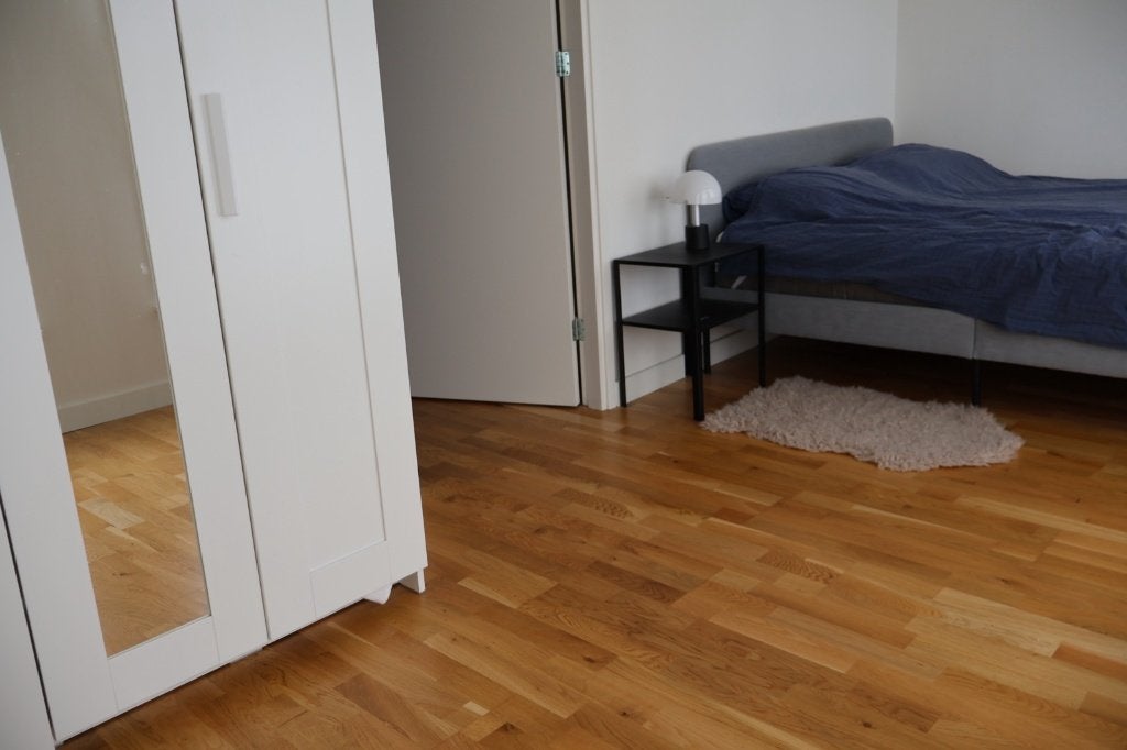 IKEA SLATTUM tweepersoonsbed 160x200 + HÖVAG matras, Zwart, Tweepersoons, Ophalen of Verzenden, Zo goed als nieuw