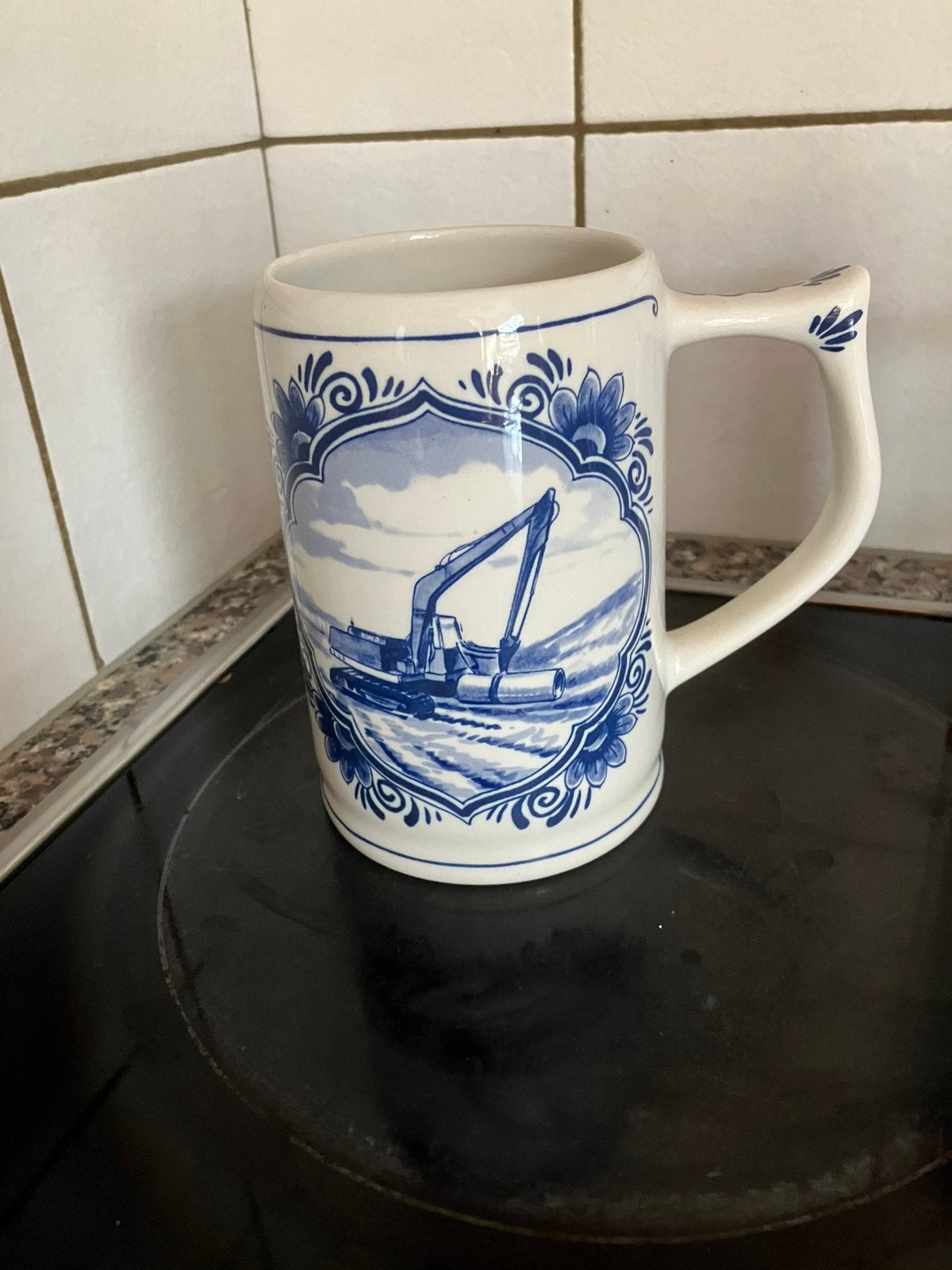 3 delfts blauwe bekers KWS wegenbouw, Ophalen of Verzenden, Gebruikt