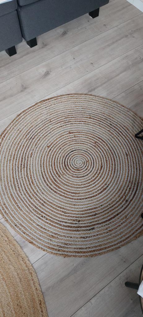 Rond jute vloerkleed - Natuurlijke uitstraling, Huis en Inrichting, Stoffering | Tapijten en Kleden, Zo goed als nieuw, 100 tot 150 cm