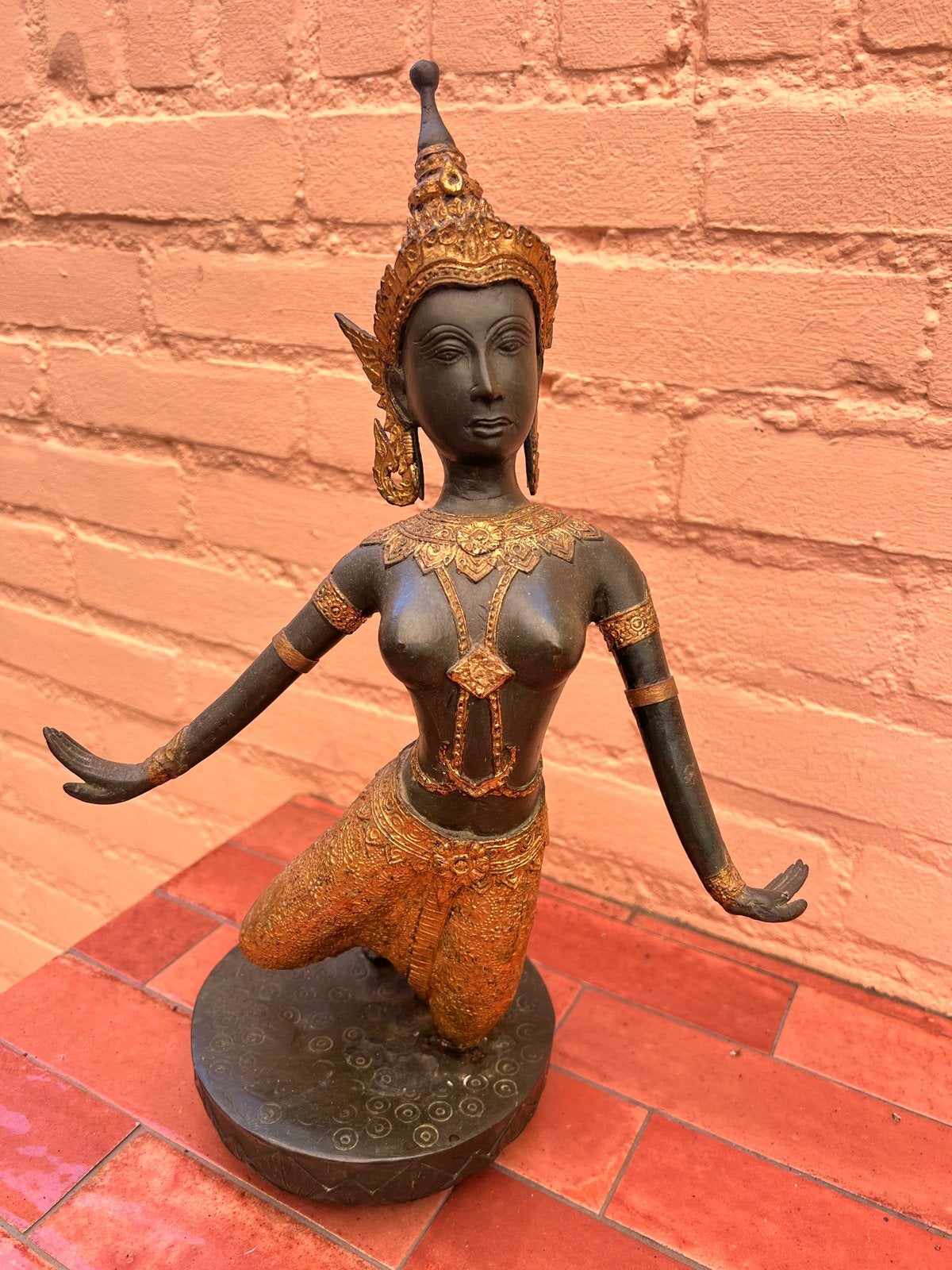 Bronzen Thaise Danseres Beeld - Handgemaakt en Gedetailleerd, Ophalen, 20 - 50 cm, Beeld, Vrouw