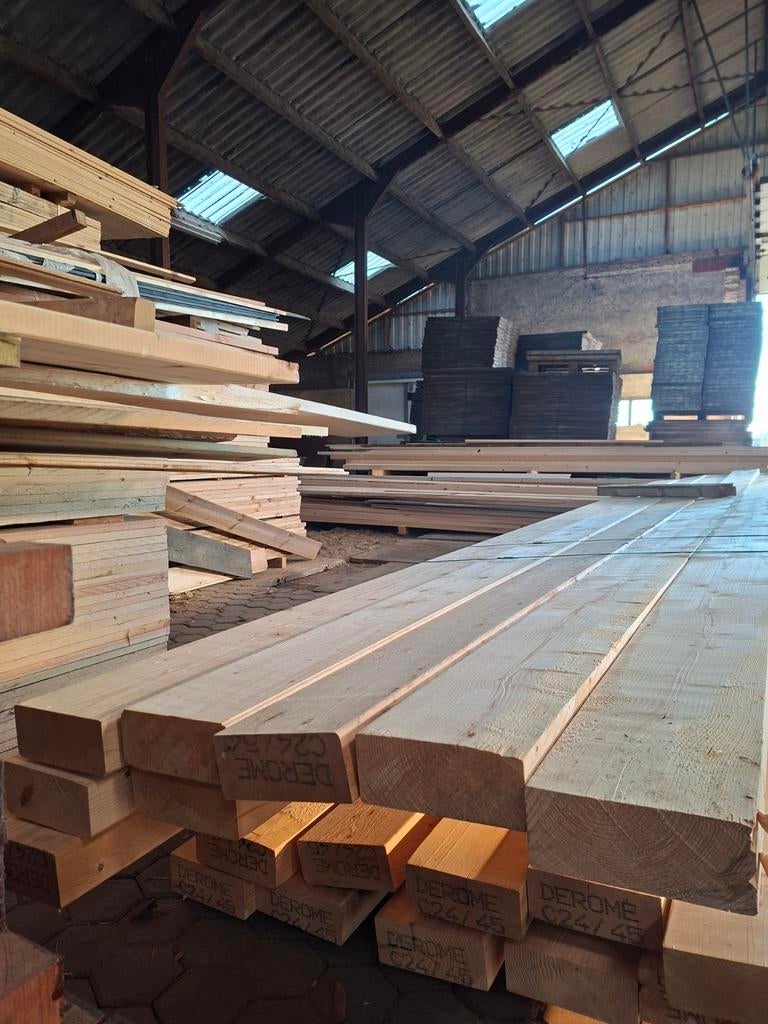 Partij 18 Vuren Balken B-keus 70x170mm (8x5.4m, 10x4.5m), Doe-het-zelf en Verbouw, Hout en Planken, Gebruikt, Ophalen of Verzenden