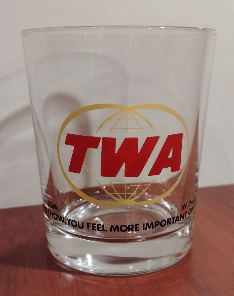 Vintage Glas Vliegmaatschappij TWA Jaren 60-70., Ophalen of Verzenden, Gebruikt, Overige typen